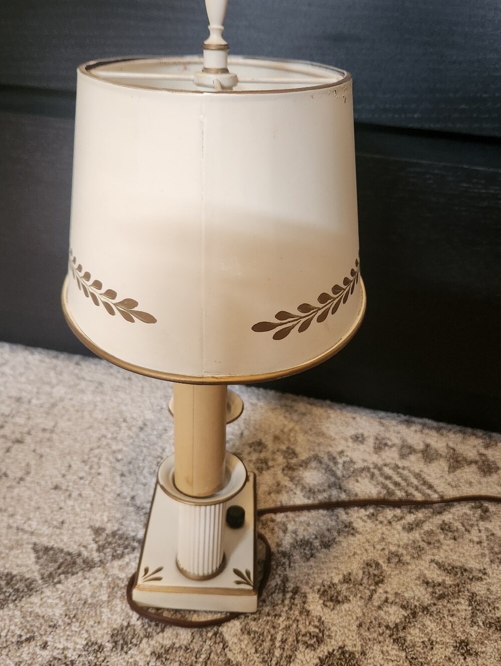 Vintage Cream And Gold Bouillotte Lamp - Picture 10 of 15